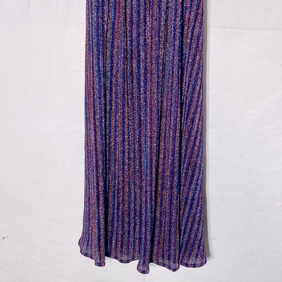 BCBGMaxAzria Metallic Stripe Pleated Gown Purple XXS - Picture 10 of 16